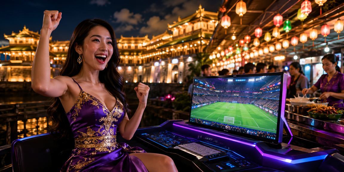 Cảnh đêm dưới ánh đèn Neon tại thị trường cược Esports Huế